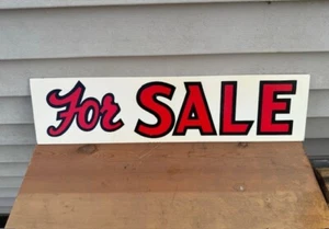 Vintage Double Sided Painted Wood FOR SALE Sign 6" x 24" NOS - Picture 1 of 2