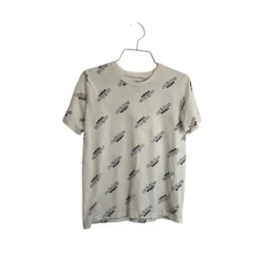 Adidas All Over Print Logo Graphic Short Sleeve White Black Tee Youth Size 10/12 - Picture 1 of 8