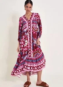 Monsoon Saskia Geo Floral Dress. Pink Multi. Size XL. BNWT. RRP £79. - Picture 1 of 7