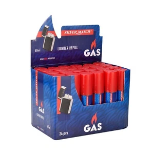 GAS BUTANO RICARICA PER ACCENDINI SILVER MATCH BOMBOLETTA 60ml CONFEZIONE DA 24 - Foto 1 di 3