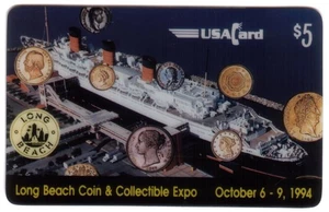 $5. Long Beach Coin & Collectible Expo. (10/94) - Large Ship TEST Phone Card - Picture 1 of 2