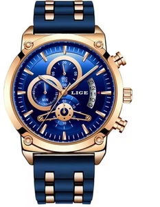 Men's LIGE 46mm Gold Tone Chronograph Watch - Picture 1 of 6