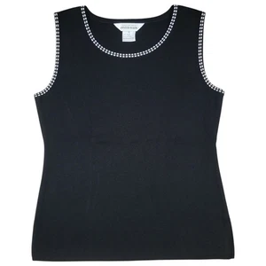 Misook Knit Tank Top Womens S Black Round Neck Sleeveless Shell Stretch Business - Picture 1 of 6