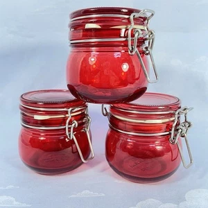 IKEA Jar Kitchen Storage Red Glass LockIng Lid Rubber Seal 3” NEW Lot of 3 - Picture 1 of 7