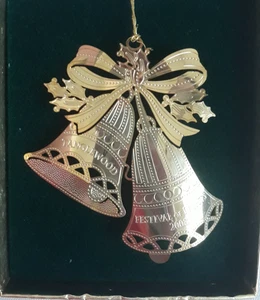Tanglewood Festival of Lights Ornament 2008 Bells Clemmons NC Gold Finish Boxed - Picture 1 of 12