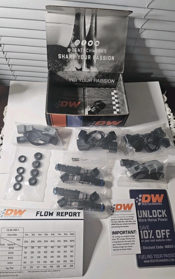 Inyectores DeatschWerks 17U‐08‐1000‐4 1000cc EV14 para motores Honda serie K Foto 1 de 4