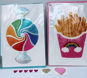 FAB!! JUDITH LEIBER COUTURE Papyrus French Fries & Candy Birthday Card + Seals - Picture 1 of 14