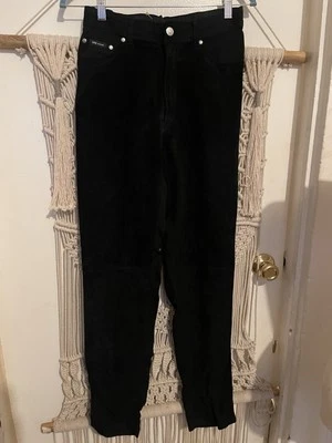 Vintage VOTRE NOM JEANS Suede Front Women’s SZ 38 Black Elastic Waist Zip - Изображение 1 из 4
