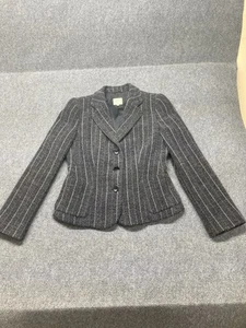 VTG Armani Collezioni Wool Blend Pinstripe Blazer Women’s Size 8 Gray - Picture 1 of 11