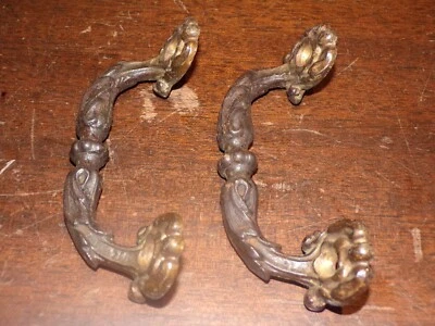 Ancienne poignée en bronze non-articulée porte bureau - Photo 1/4