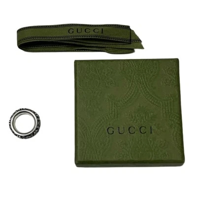 Anello Gucci motivo floreale argento sterling SV925 misura 6 nastro scatola a... - Immagine 1 di 4