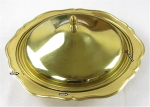 Pre-Owned Covered Round Brass (?) Serving Tray, 12-3/4" Diameter - Picture 1 of 8