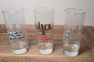 3 vasos altos de vidrio Jack Daniels Highball para niño destilería de whisky barril de coca cola - Imagen 1 de 23