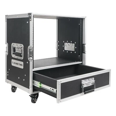 Sound Town 8U Rack Case 2U Drawer for 19" Amps/Mixers/Mic Receivers (STRC-8U2DR) - Image 1 of 4