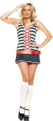 Sexy Disfraz de Halloween para Adulto Niña Marinera a Rayas Azul Marino Compañero de Barco Elegante Foto 1 de 2