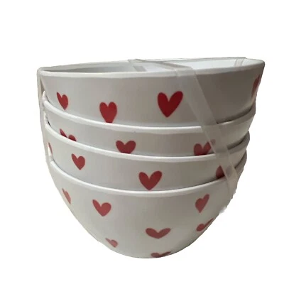 Juego de 4 cuencos de melamina corazón rojo de San Valentín NUEVO Foto 1 de 3