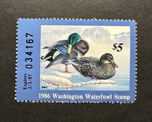 WTDstamps - 1986 WASHINGTON - State Duck Stamp - Mint OG NH - Picture 1 of 2