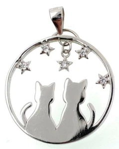 Anhänger Katzen mit tanz Stern 925 Silber Nickelfrei Anlaufschutz Geschenk Katze - Bild 1 von 13
