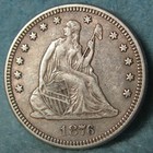 1876 Seated Liberty Silver Quarter High Grade Old Us Coin