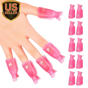 10PC Plastic Acrylic Nail Art Soak off Cap Clip UV Gel Polish Remover Wrap To... - Picture 1 of 1