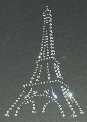 Hotfix Strass Bügelbild Motiv Eiffelturm DMC Glasstrass Applikation Aufbügler  - Bild 1 von 4