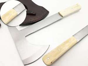  STAHL JAGD FIX KLINGE WIKINGER TOMAHAWK BEIL AXT KAMELKNOCHEN GRIFF SCHEIDE - Bild 1 von 7