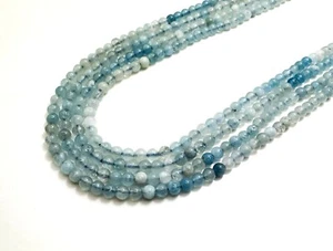 Cuentas de piedras preciosas redondas pulidas lisas aguamarina azul de alta calidad de 4 mm - RN196 - Imagen 1 de 3