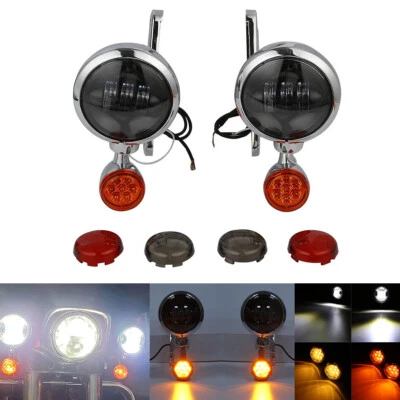 Auxiliary Light Bracket Spot Fog Light Turn Signal For Harley Street Glide 94-23 - Image 1 of 4