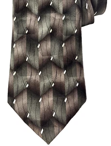 Mario Ferrari 100% Silk Men's Tie Shades of Brown & Bronze Geometric 59x4" - Picture 1 of 6