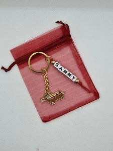 Personalised funny Sausage dog Keyring, dog gifts, dachshund lover, hot dog 🌭 - Picture 1 of 3