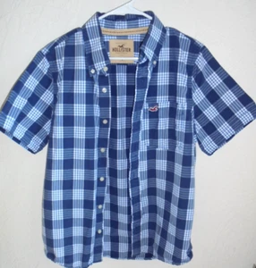 Hollister Shirt Blue Plaid Button-Down Shirt Medium - Picture 1 of 4