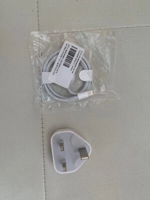 Genuine Official Apple Mains Plug + USB cable Charger iPhone X 11 12 13 mini pro - Image 1 of 4