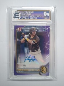 2022 Bowman Paper Lucas Dunn Purple Parallel 1st Bowman Card Auto /250 Padres SP