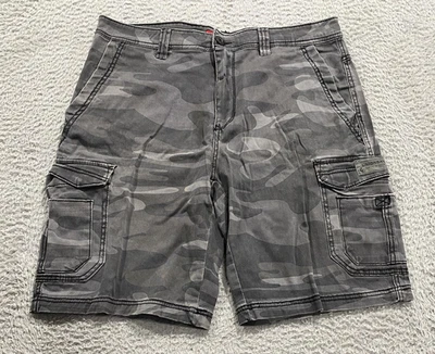 Unionbay Shorts Mens 36 Gray Camo Cargo Pockets Stretch Casual Utility Summer - Image 1 of 4