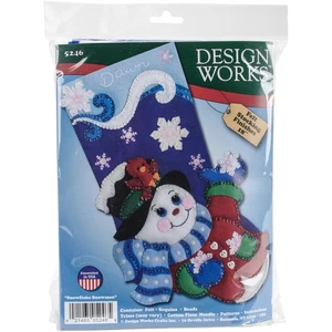 Design Works Filzstrumpf Applikation Kit 18" lang - Schneeflocke Schneemann - DW5246 - Bild 1 von 2