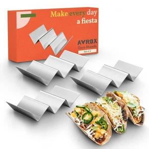 Pack of 4 - Stainless Steel Taco Holder Stand - Truck Tray Style - Each Rack ... - Picture 1 of 7