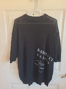 Vintage 90s Davoucci Mens XL Spell Out Sheer Knit Short Sleeve Sweater... - Picture 1 of 6