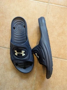 Under Armour Navy Sz-10 Mens Slides Slip On As New - Picture 1 of 3