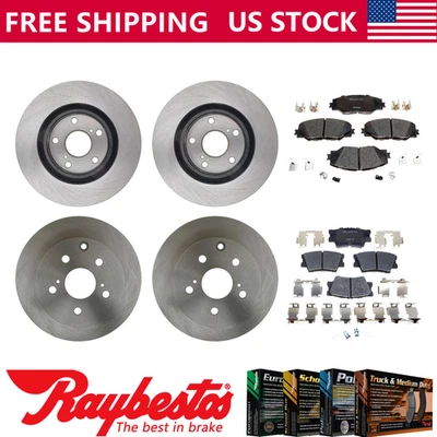 Передние задние тормозные диски и керамические тормозные колодки Raybestos для Toyota RAV4 2006-2018 годов выпуска - Изображение 1 из 4