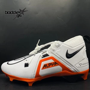 Size 13.5-Nike Alpha Menace Pro 3 White/Orange Football Cleats (DM1788-101) - Picture 1 of 8