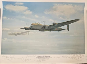 WW2 RAF "GRAND SLAM GUARDIAN" 617 SQUADRON LANCASTER SIGNED 16 PILOTS & AIRCREW - Picture 1 of 8
