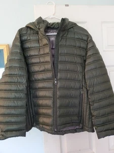 Calvin Klein Lightweight Green Packable Premium Down Puffer Jacket XL New Hoodie - Picture 1 of 16
