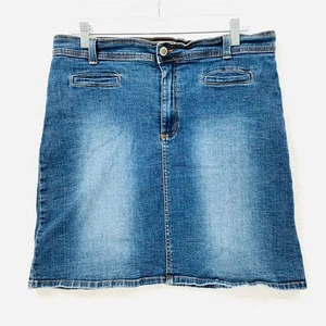 EUNINA Women’s Denim Skirt Jeans Size XL Blue Short With Pockets - Picture 1 of 8