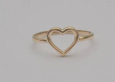 14k Yellow Gold Open Heart Ring Size 7.25 1.5g Fine Jewelry Gift R3 - Image 1 of 4