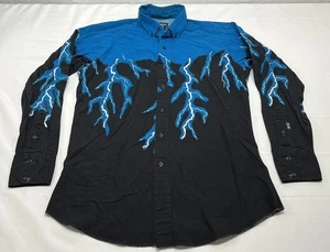 Vintage Brooks & Dunn Panhandle Slim Blue Lightning Shirt Mens Size 16 - 35 - Picture 1 of 8