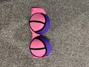 Swim Bikini Top Neon Purple Pink Push Up L Trendy Spandex Coral Tropics Summer - Picture 1 of 5