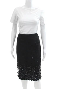 Lafayette 148 New York Womens Wool Sequined Straight Skirt Black Size 14 - Picture 1 of 7