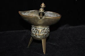 Antique Chinese Brass/Bronze Tripod Wine Vessel - Picture 1 of 12