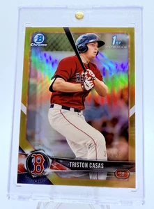 2018 Bowman Draft 1st Chrome Prospect True Gold Refractor /50 Triston Casas RC - Picture 1 of 2