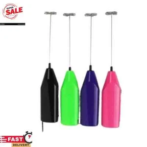 2x Mini Milk Frother Electric Egg Beater Stainless Steel Whisk Mixer Kitchen - Picture 1 of 14